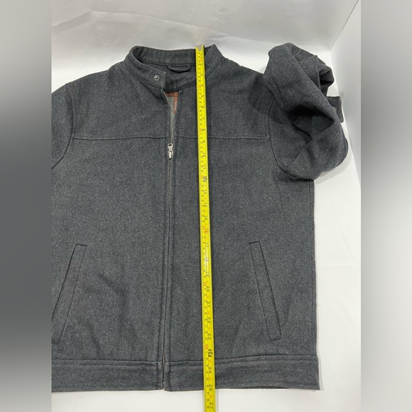 Perry Ellis Men Wool Blend Coat Jacket Lined Small S Black Charcoal Full Zipper - Picture 16 of 16